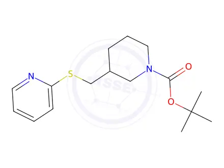 Chemical structure of tert-Butyl 3-((pyridin-2-ylthio)methyl)piperidine-1-carboxylate