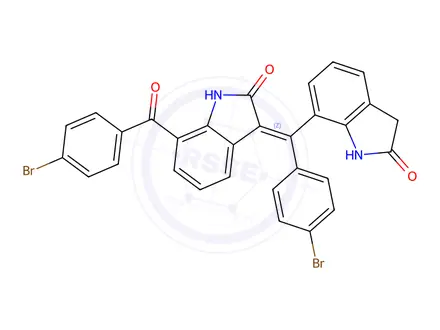Chemical structure of (Z)-7-(4-bromobenzoyl)-3-((4-bromophenyl)(2-oxoindolin-7-yl)methylene)indolin-2-one