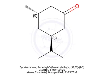 Chemical structure of Cyclohexanone, 3-methyl-5-(1-methylethyl)-, (3S,5S)-(9CI)