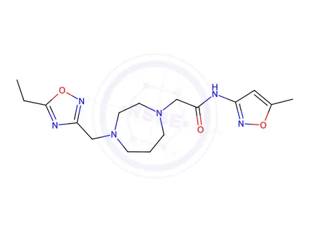 Chemical structure of 2-{4-[(5-ethyl-1,2,4-oxadiazol-3-yl)methyl]-1,4-diazepan-1-yl}-n-(5-methyl-1,2-oxazol-3-yl)acetamide