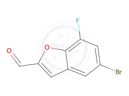 Chemical structure of 5-Bromo-7-fluoro-1-benzofuran-2-carbaldehyde