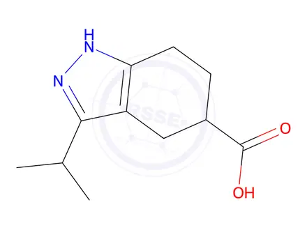 Chemical structure of 3-isopropyl-4,5,6,7-tetrahydro-1H-indazol-5-carboxylic acid