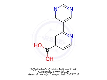 Chemical structure of (2-(Pyrimidin-5-yl)pyridin-4-yl)boronic acid