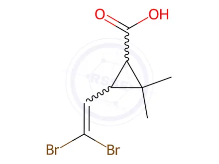 Chemical structure of 3-(2,2-Dibromoethenyl)-2,2-dimethylcyclopropanecarboxylic acid Solution in Acetonitrile