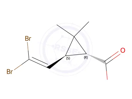 Chemical structure of (1R,3S)-3-(2,2-dibromovinyl)-2,2-dimethylcyclopropanecarboxylic acid