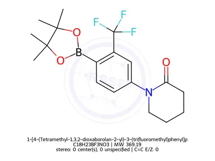 Chemical structure of 1-[4-(Tetramethyl-1,3,2-dioxaborolan-2-yl)-3-(trifluoromethyl)phenyl]piperidin-2-one