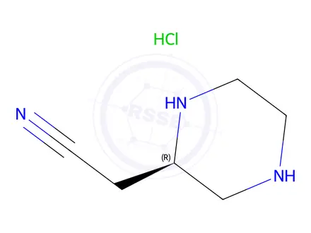 Chemical structure of 2-[(2R)-piperazin-2-yl]acetonitrile;hydrochloride
