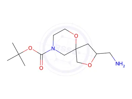 Chemical structure of tert-Butyl 3-(aminomethyl)-2,6-dioxa-9-azaspiro[4.5]decane-9-carboxylate