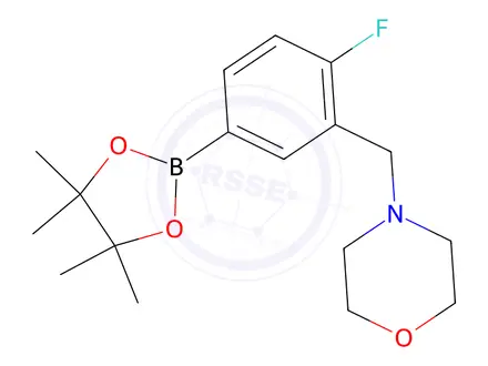 Chemical structure of 4-(2-Fluoro-5-(4,4,5,5-tetramethyl-1,3,2-dioxaborolan-2-yl)benzyl)morpholine