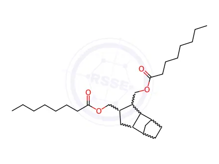 Chemical structure of octanoic acid, (octahydro-4,7-methano-1H-indenediyl)bis(methylene) ester