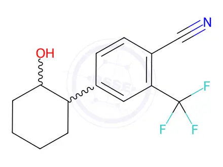 Chemical structure of Benzonitrile, 4-(2-hydroxycyclohexyl)-2-(trifluoromethyl)-