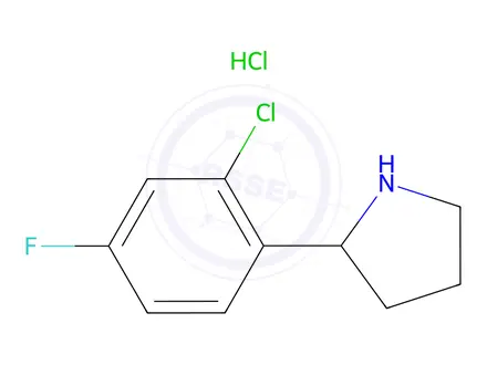 Chemical structure of 2-(2-Chloro-4-fluorophenyl)pyrrolidine hydrochloride