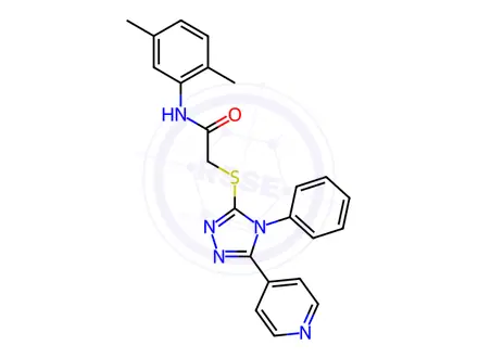 Chemical structure of N-(2,5-dimethylphenyl)-2-((4-phenyl-5-(pyridin-4-yl)-4H-1,2,4-triazol-3-yl)thio)acetamide