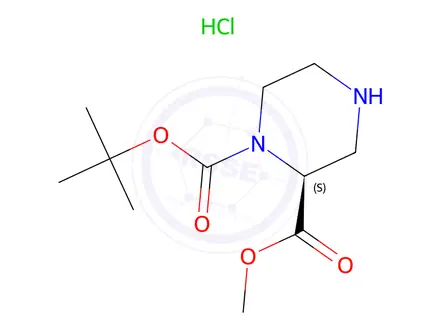 Chemical structure of (S)-1-tert-Butyl 2-methyl piperazine-1,2-dicarboxylate hydrochloride