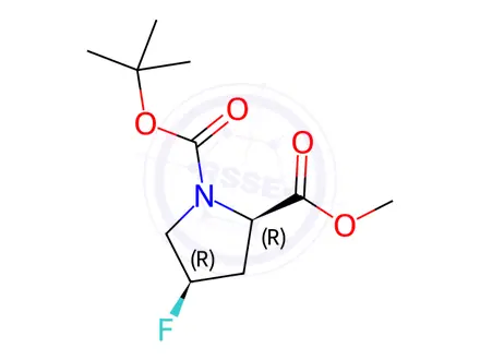 Chemical structure of (2R,4R)-1-tert-Butyl 2-Methyl 4-fluoropyrrolidine-1,2-dicarboxylate