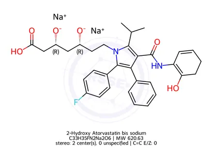Chemical structure of 2-Hydroxy Atorvastatin bis sodium