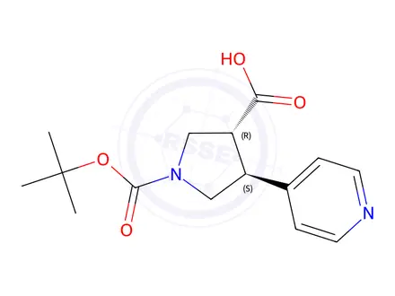 Chemical structure of trans-1-tert-Butoxycarbonyl-4-(4-pyridyl)pyrrolidine-3-carboxylic acid