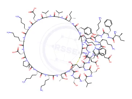 Chemical structure of Seminal Plasma Inhibin (67-94) (human) (H-1602.0500)