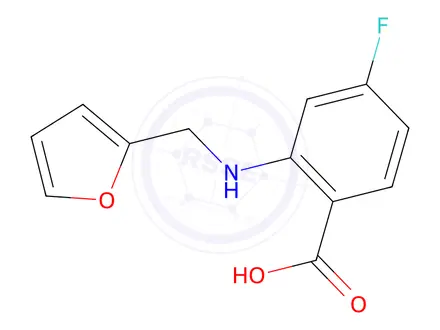 Chemical structure of 4-Fluoro-2-((furan-2-ylmethyl)amino)benzoic acid