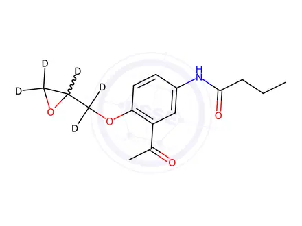 Chemical structure of 3'-Acetyl-4'-(2,3-epoxypropoxy-d5)butyranilide