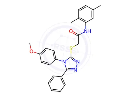Chemical structure of N-(2,5-dimethylphenyl)-2-((4-(4-methoxyphenyl)-5-phenyl-4H-1,2,4-triazol-3-yl)thio)acetamide