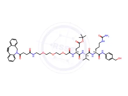 Chemical structure of DBCO-PEG3 acetic-EVCit-PAB
