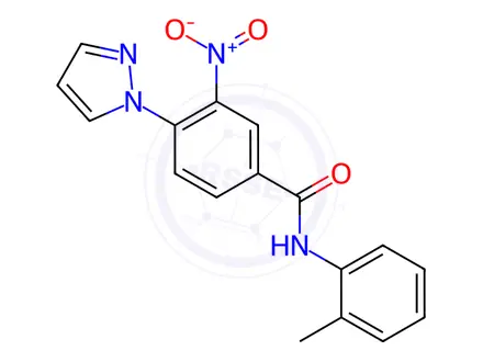 Chemical structure of 3-Nitro-4-(1H-pyrazol-1-yl)-N-(o-tolyl)benzamide