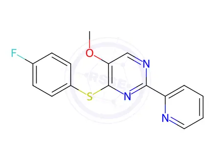 Chemical structure of 4-[(4-Fluorophenyl)sulfanyl]-5-methoxy-2-(pyridin-2-yl)pyrimidine
