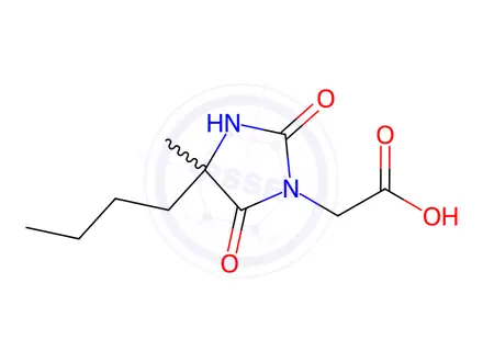 Chemical structure of 2-(4-Butyl-4-methyl-2,5-dioxoimidazolidin-1-yl)acetic acid