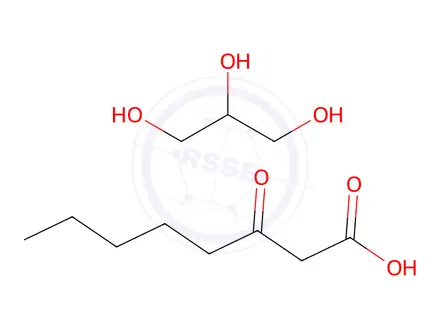 Chemical structure of Glycerides, palm-oil mono-and di-, hydrogenated, 3-oxooctanoates