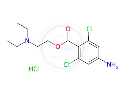 Chemical structure of 4-Amino-2,6-dichloro-benzoic acid 2-(diethylamino)ethyl ester HCl