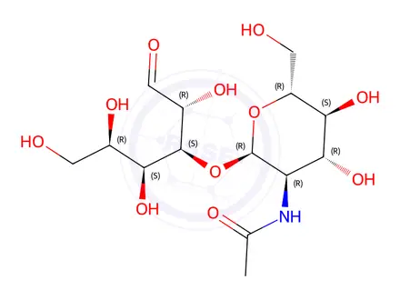 Chemical structure of N-((2R,3R,4R,5S,6R)-4,5-dihydroxy-6-(hydroxymethyl)-2-(((2R,3S,4S,5R)-2,4,5,6-tetrahydroxy-1-oxohexan-3-yl)oxy)tetrahydro-2H-pyran-3-yl)acetamide