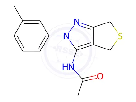 Chemical structure of N-(2-(m-Tolyl)-2,6-dihydro-4H-thieno[3,4-c]pyrazol-3-yl)acetamide