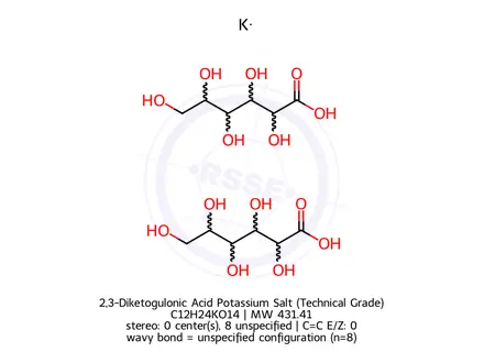 Chemical structure of 2,3-Diketogulonic Acid Potassium Salt (Technical Grade)