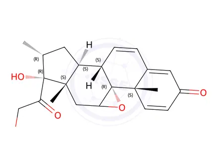 Chemical structure of 16alpha-Methyl-17,21-dihydroxy-9,11-epoxy-pregna-1,4,6-triene-3,20-dione