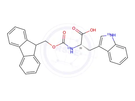 Chemical structure of Nα-Fmoc-L-tryptophan-15N2