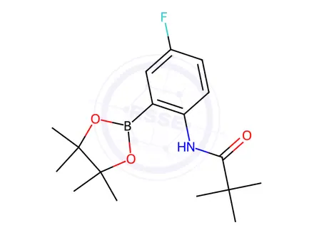 Chemical structure of N-(4-fluoro-2-(4,4,5,5-tetramethyl-1,3,2-dioxaborolan-2-yl)phenyl)pivalamide