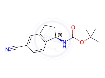 Chemical structure of tert-Butyl (R)-(5-cyano-2,3-dihydro-1H-inden-1-yl)carbamate
