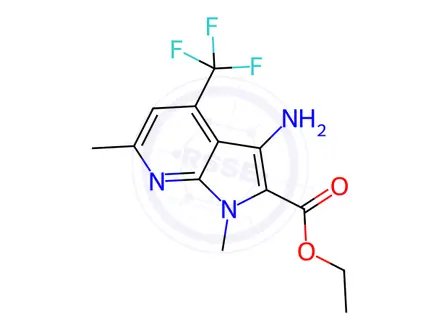 Chemical structure of Ethyl 3-Amino-1,6-dimethyl-4-(trifluoromethyl)-1H-pyrrolo[2,3-b]pyridine-2-carboxylate