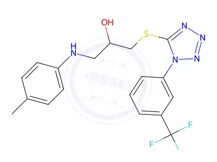 Chemical structure of 1-[(4-methylphenyl)amino]-3-[1-[3-(trifluoromethyl)phenyl]tetrazol-5-y l]sulfanyl-propan-2-ol