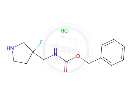 Chemical structure of Benzyl ((3-fluoropyrrolidin-3-yl)methyl)carbamate hydrochloride