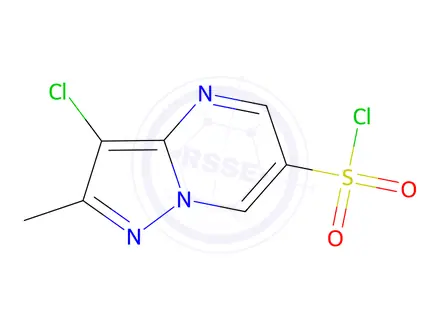 Chemical structure of 3-Chloro-2-Methylpyrazolo[1ï1⁄4œ5-A]Pyrimidine-6-Sulfonyl Chloride