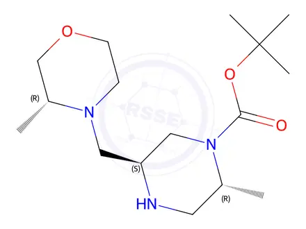 Chemical structure of tert-Butyl (2R,5S)-2-methyl-5-(((R)-3-methylmorpholino)methyl)piperazine-1-carboxylate