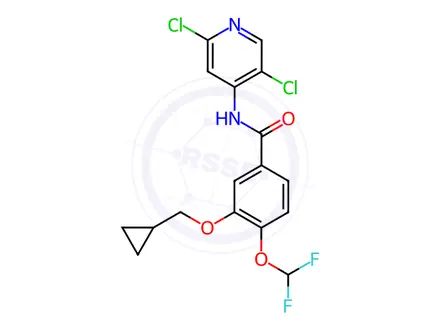 Chemical structure of Benzamide, 3-(cyclopropylmethoxy)-N-(2,5-dichloro-4-pyridinyl)-4-(difluoromethoxy)-