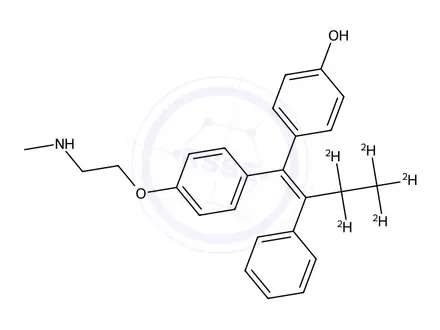 Chemical structure of N-Desmethyl-4-hydroxy Tamoxifen-d5 (1:1 E/Z Mixture)