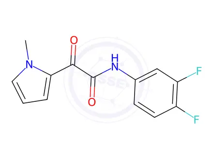 Chemical structure of N-(3,4-difluorophenyl)-2-(1-methyl-1H-pyrrol-2-yl)-2-oxoacetamide