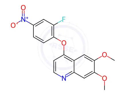 Chemical structure of 4-(2-fluoro-4-nitrophenoxy)-6,7-dimethoxyquinoline