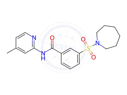 Chemical structure of Benzamide, 3-[(hexahydro-1H-azepin-1-yl)sulfonyl]-N-(4-methyl-2-pyridinyl)-