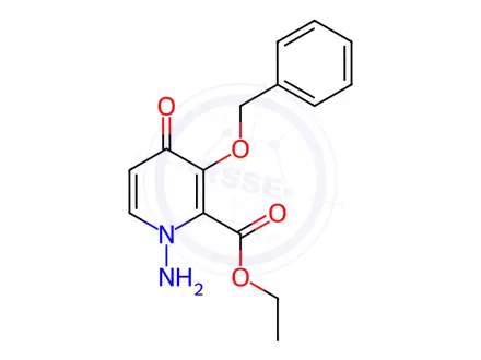 Chemical structure of 1-Amino-3-benzyloxy-4-oxo-1,4-dihydropyridine-2-carboxylic acid ethyl ester