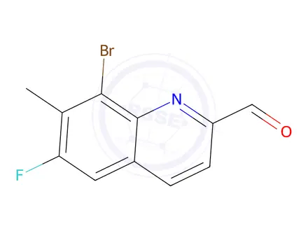 Chemical structure of 8-Bromo-6-fluoro-7-methylquinoline-2-carbaldehyde
